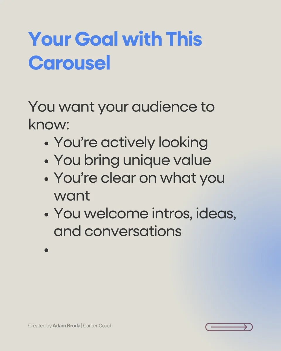 Carousel slide 3: Your goal with this carousel