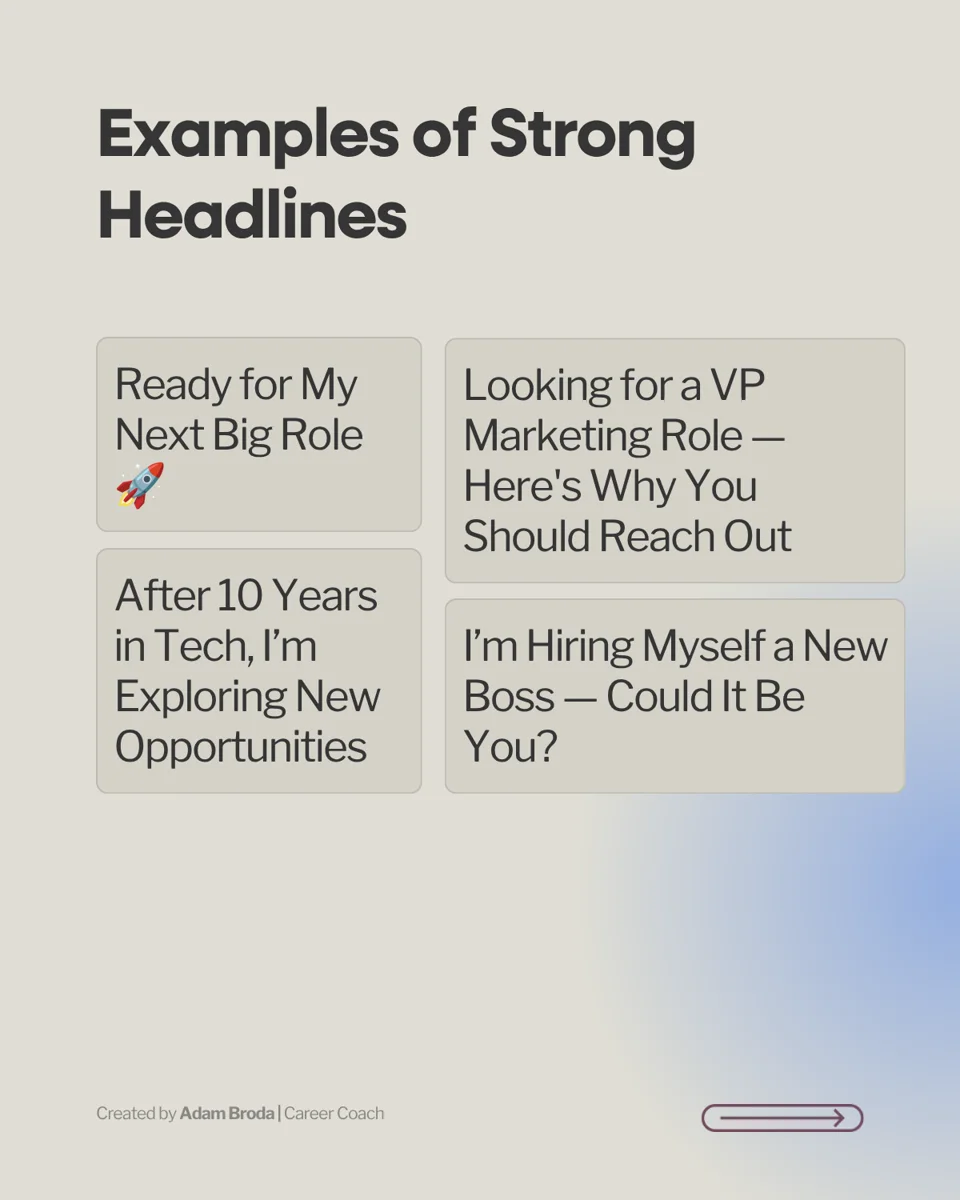 Carousel slide 7: Examples of strong headlines